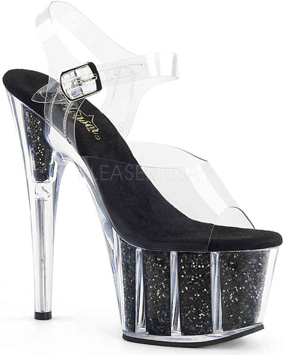 EU 35 = US 5 | ADORE-708G | 7 Heel, 2 3/4 PF Ankle Strap Sandal w/ Glitter Inserts